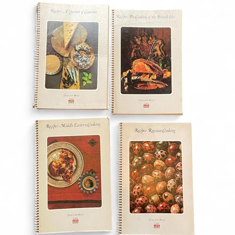 Vintage Russian Middle Eastern British Set of 4 Spiral-Bound Recipe Cookbooks